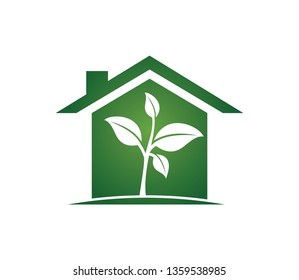 home leaf ecology vector logo design template Isolated on a white background