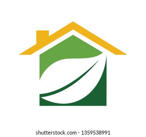 home leaf ecology vector logo design template Isolated on a white background