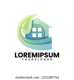 plantilla de diseño de logotipo de gradiente de hoja de página principal