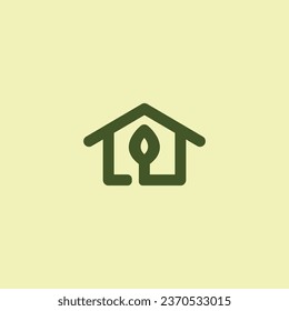 Logotipo de la línea de hojas del hogar. Vector de la Casa de la Naturaleza