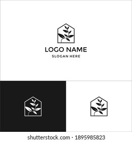 home leaf logo abstract vector icon illustration