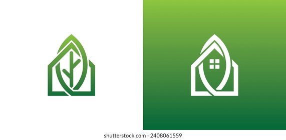 Home Leaf Logo Concept icon sign symbol Element Design. Leaves, Realtor, Real Estate, House, Mortgage, Green house Logotype. Vector illustration template
