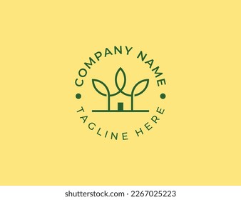 Inicio con logotipo de hoja Símbolo de concepto símbolo de icono Diseño de elemento. Hogar, Inmobiliaria, Realtor, Casa, Hipoteca, Logotipo de Casa Verde. Plantilla de ilustración de vector