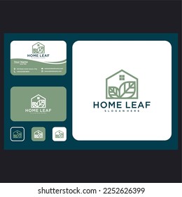 home leaf logo design graphic template