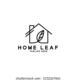 Ilustración de diseño de logotipo para el hogar y hoja de hoja vectorial