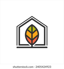 Home Leaf Logo Design Template