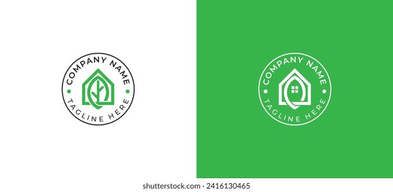 Home Leaf Logo Design Template Vector