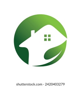 Home Leaf Logo Design Vector