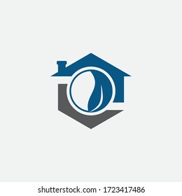 home leaf. logo hexagon vector
