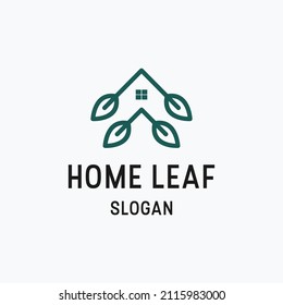Home leaf logo icon flat design template
