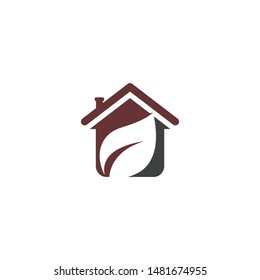 home leaf logo modern vector