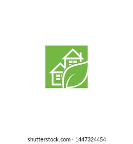Home with leaf logo template