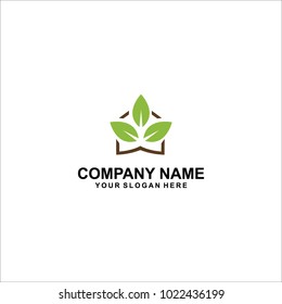 home leaf logo vector