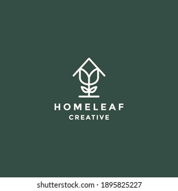 home leaf logo vector icon illustration