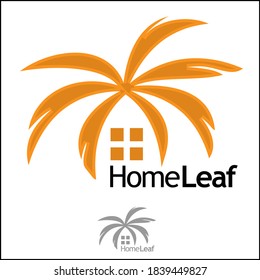 Home Leaf logo. Logo vector illustration. Abstract house logo