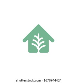 Hogar Con Naturaleza De Hojas Diseño De Vector Con Logotipo Creativo
