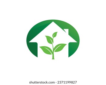 Startseite Natur Logo Design. Einfach Home- und Blattlogo
