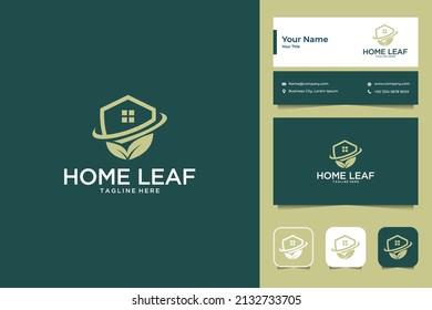 home leaf protection logo design and business card