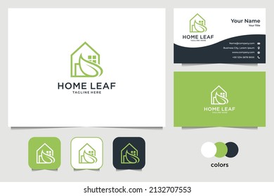 home leaf real estate logo design and business card