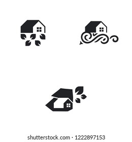 Home Leaf Set Idea Creative Abstract Business Logo