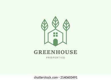 Home and leaf tree logo template for property or real estate business
