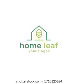 home leaf vector logo design modern art