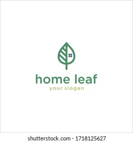 home leaf vector logo design modern art