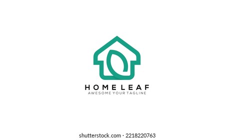 home leaf vector logo design modern