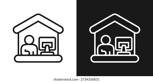 Inicio Icono de aprendizaje en estilo de línea en blanco y negro