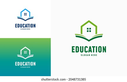 Home Learning Logo Designs Concept Vector. Home Education Logo Template, Real Estate Symbol