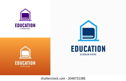 Home Learning Logo Designs Concept Vector. Home Education Logo Template, Real Estate Symbol