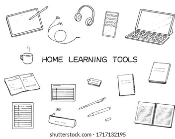 Home learning tolls vector illustration.