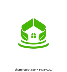Home and Leaves, Buildings concepts for logo design. vector