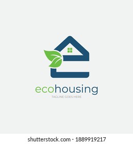 Home with letter e and Leaf Logo vector for your company.