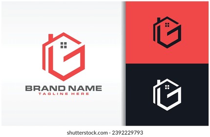 Vector del logotipo del hogar y de la letra G