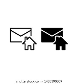 Home letter icon. with outline and glyph style