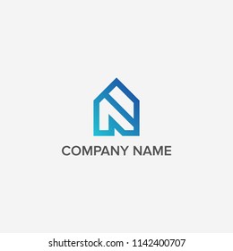 Home and letter N logo design