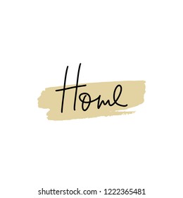 Home lettering text, vector design element. Stylish minimalistic logo and label.