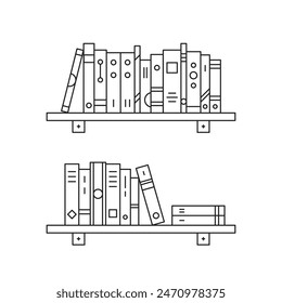 home library icon like thin line bookshelves. simple graphic trend modern design abstract logo element isolated on white. concept of sale of variety of literature in bookstore or collection of books