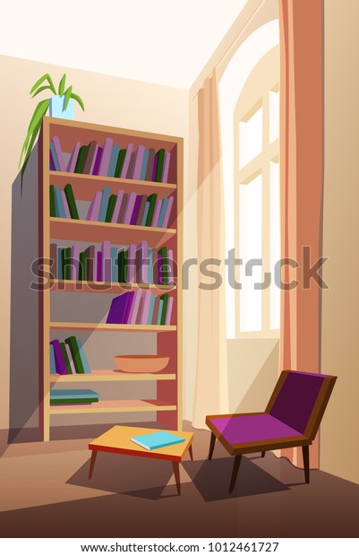 Home Library Interior Concept Furniture Bookcase Stock