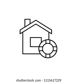 home and lifebuoy line icon. Element of insurance sign for mobile concept and web apps. Thin line home and lifebuoy icon can be used for web and mobile. Premium icon on white background