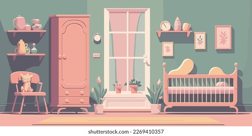 Home Lifestyle Interior Background Design Simple Flat Living House Illustration