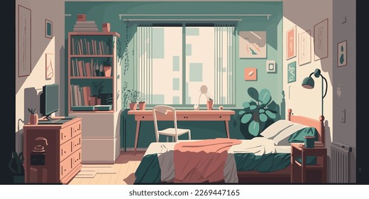 Home Lifestyle Interior Background Design Simple Flat Living House Illustration