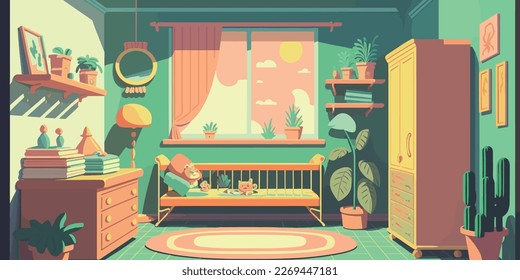 Home Lifestyle Interior Background Design Simple Flat Living House Illustration