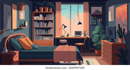 Home Lifestyle Interior Background Design Simple Flat Living House Illustration