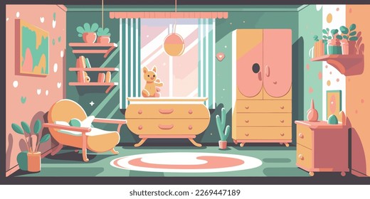 Home Lifestyle Interior Background Design Simple Flat Living House Illustration
