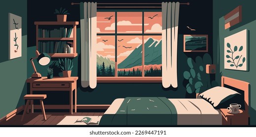 Home Lifestyle Interior Background Design Simple Flat Living House Illustration