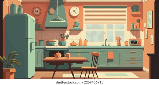 Home Lifestyle Interior Background Design Simple Flat Living House Illustration