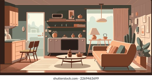 Diseño de fondo del estilo de vida del hogar Diseño de fondo simple de vivienda plana Ilustración