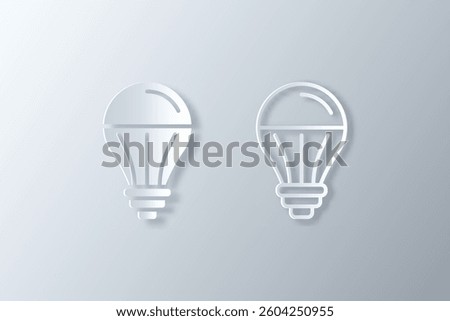 home light bulb icon made in white paper cut effect 